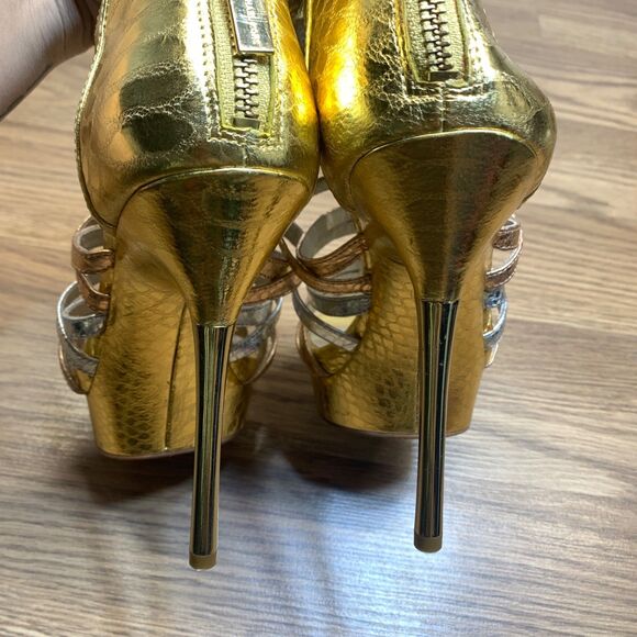 Michael Kors Maddie Dress Platform High Heels Sandals Rose Gold Multi Size 6.5M - Picture 4 of 11